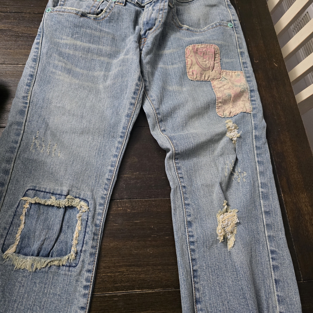 Levi's Blue Distressed Ankle Jeans